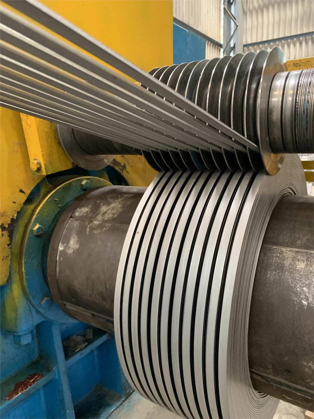 Slitting line in operation at INOX Stainless LLP